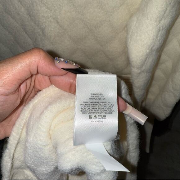 Express Embellished Button Front Mini Sweater Dress in Ivory/Off White - Picture 16 of 17